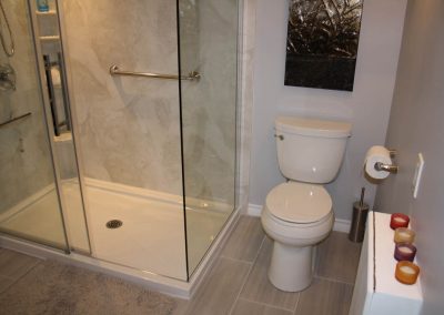 Large White Shower with Silver Accents