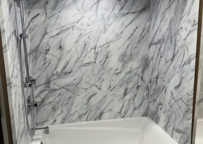 Custom Galena Bathroom walls being show cased in the showroom.