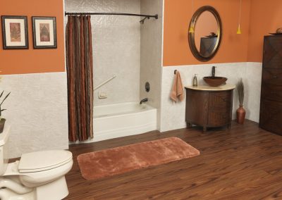 Brown and White Bathroom